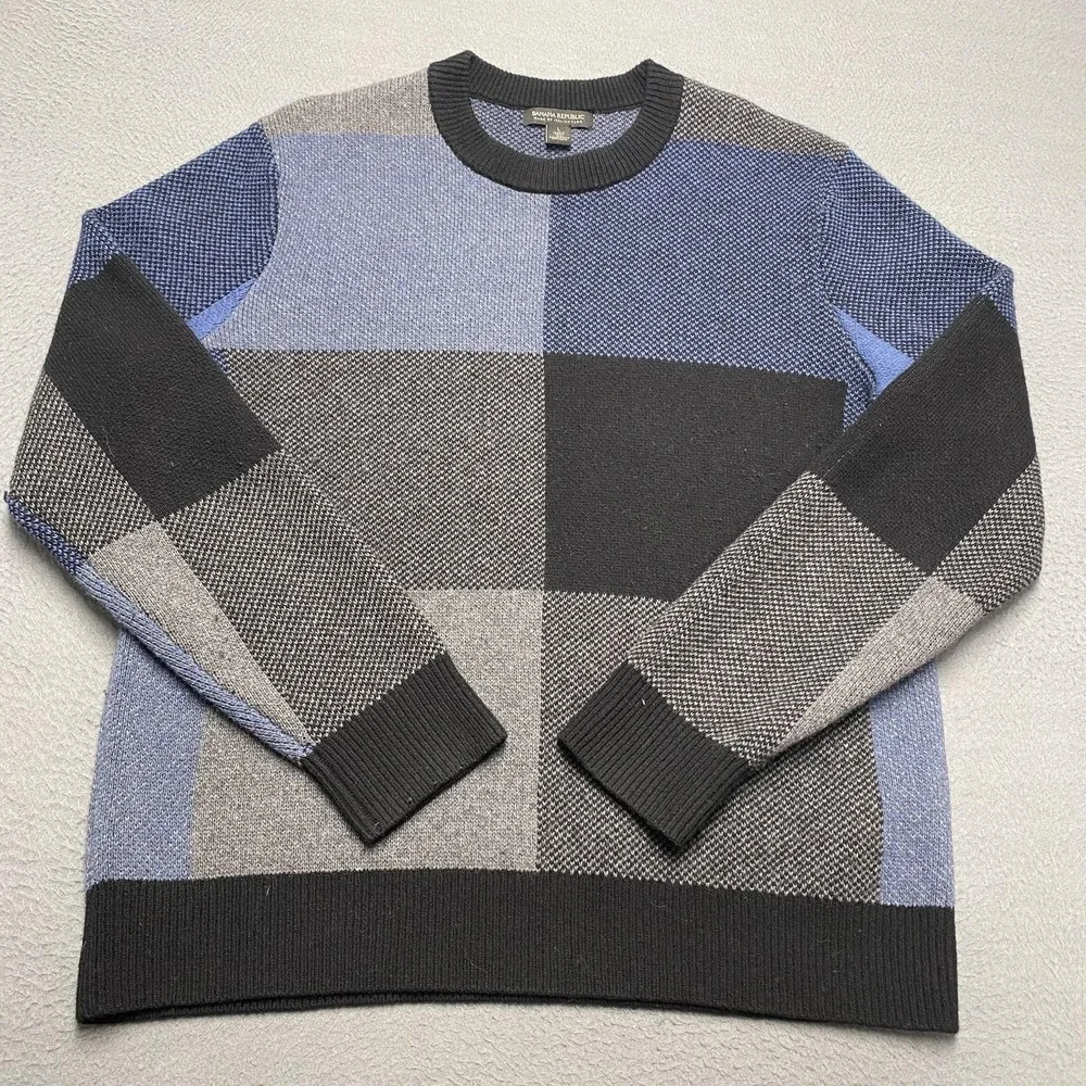 Banana‎ Republic Sweater Mens Large Multicolor Crew Neck Tight-Knit Pullover